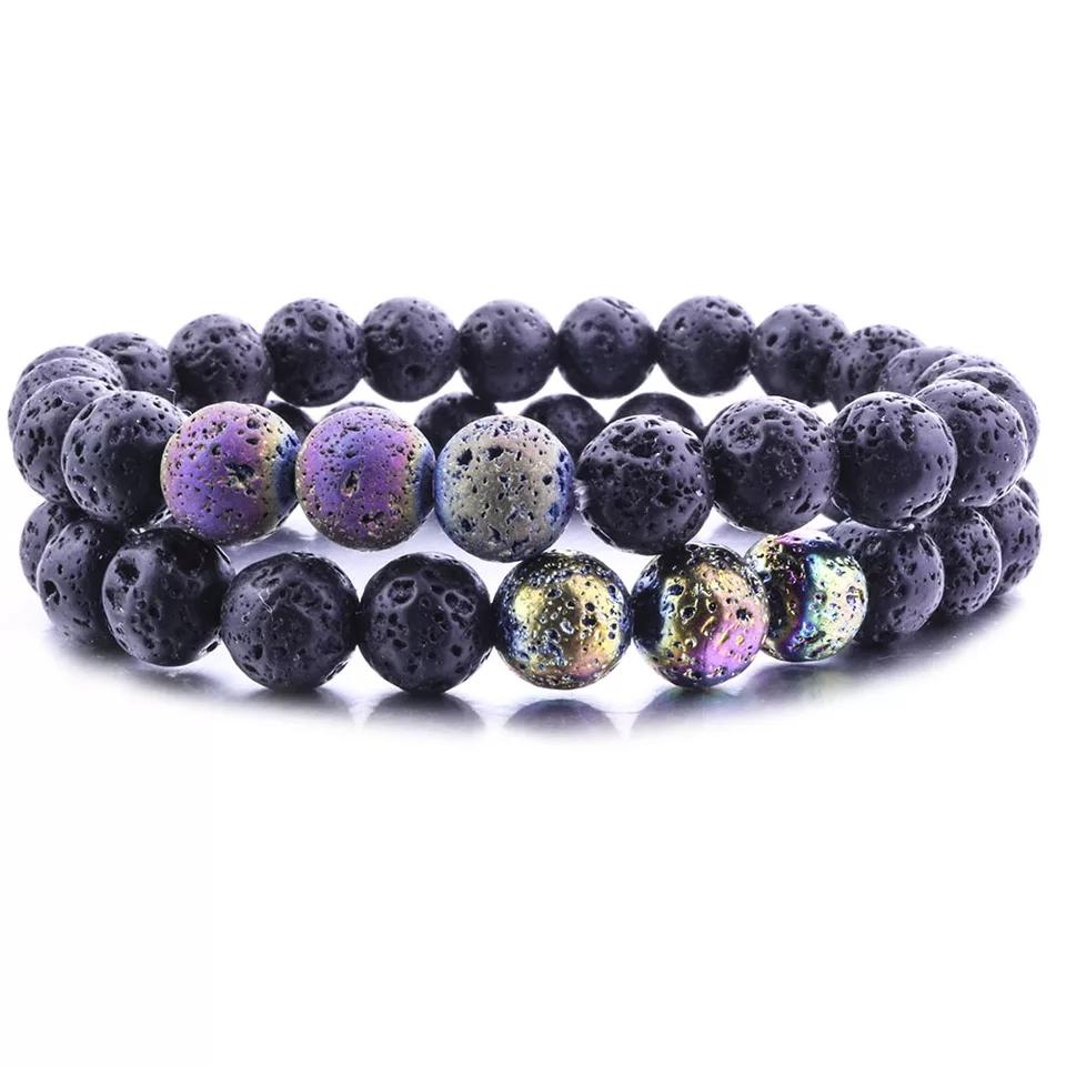 A stylish Lava Stone Essential Oil Bracelet featuring genuine lava stones, perfect for aromatherapy and promoting positivity.