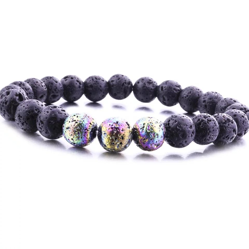 A stylish Lava Stone Essential Oil Bracelet featuring genuine lava stones, perfect for aromatherapy and promoting positivity.