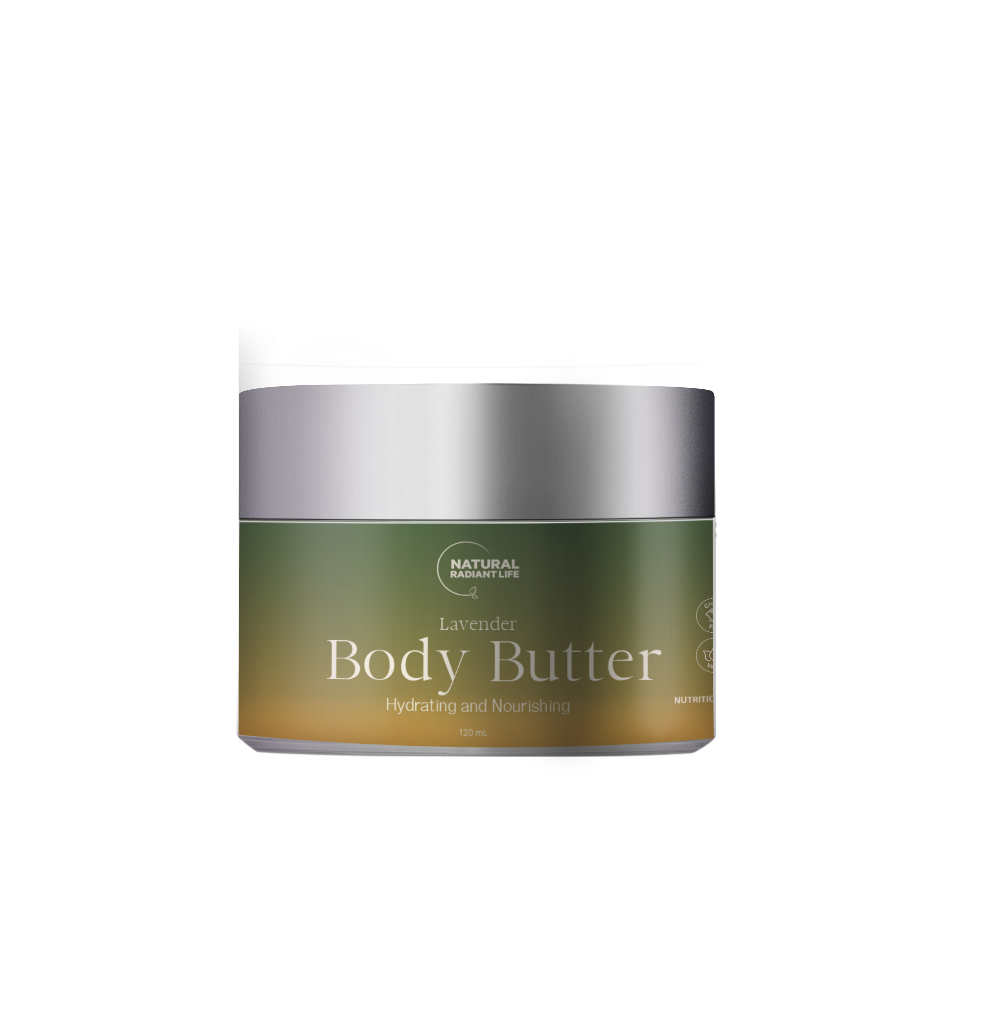 Lavender Body Butter in a jar with a lavender flower beside it, showcasing its creamy texture and calming scent.