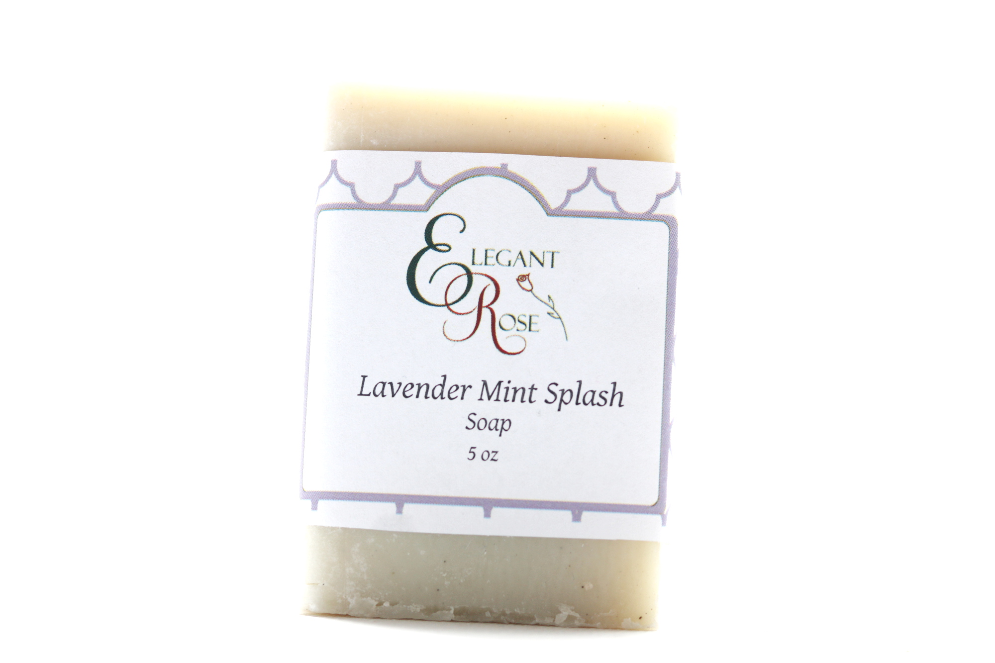 Lavender Mint Splash Soap bar with a calming lavender and mint design, showcasing its natural ingredients and luxurious texture.