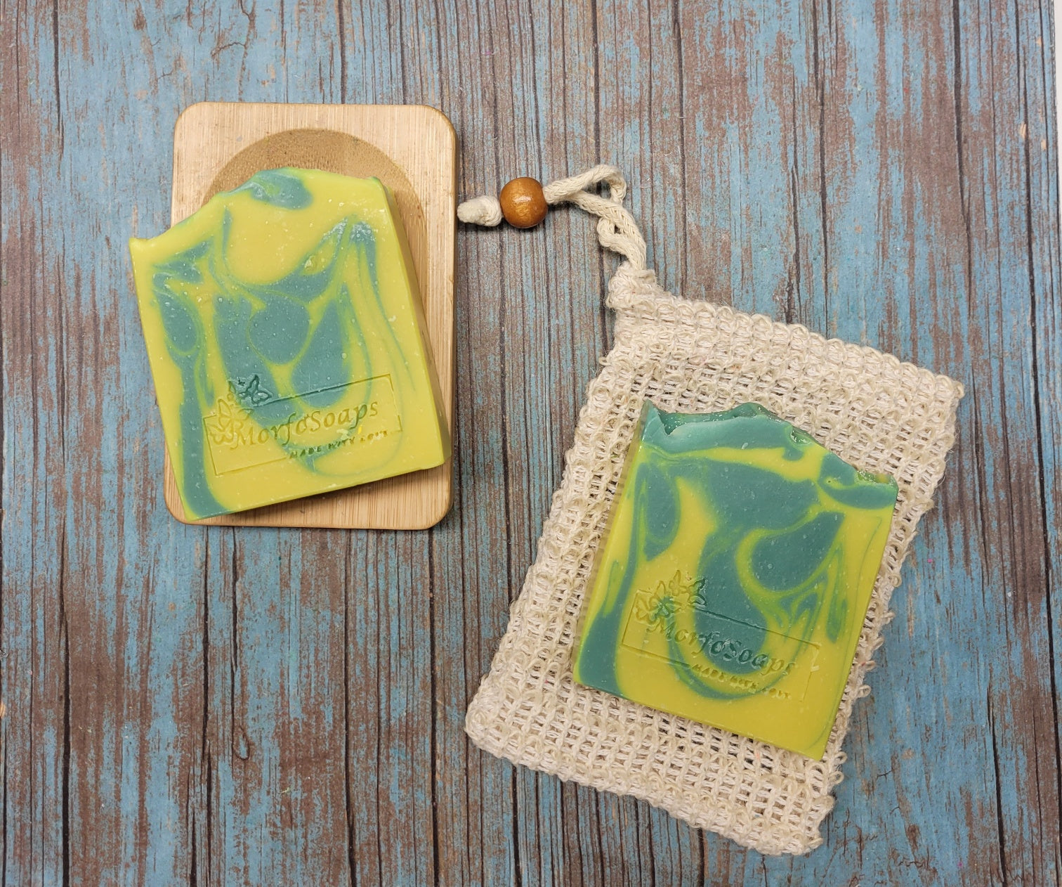 Handmade Lemon Eucalyptus Soap bar with natural ingredients, showcasing its unique design and texture.