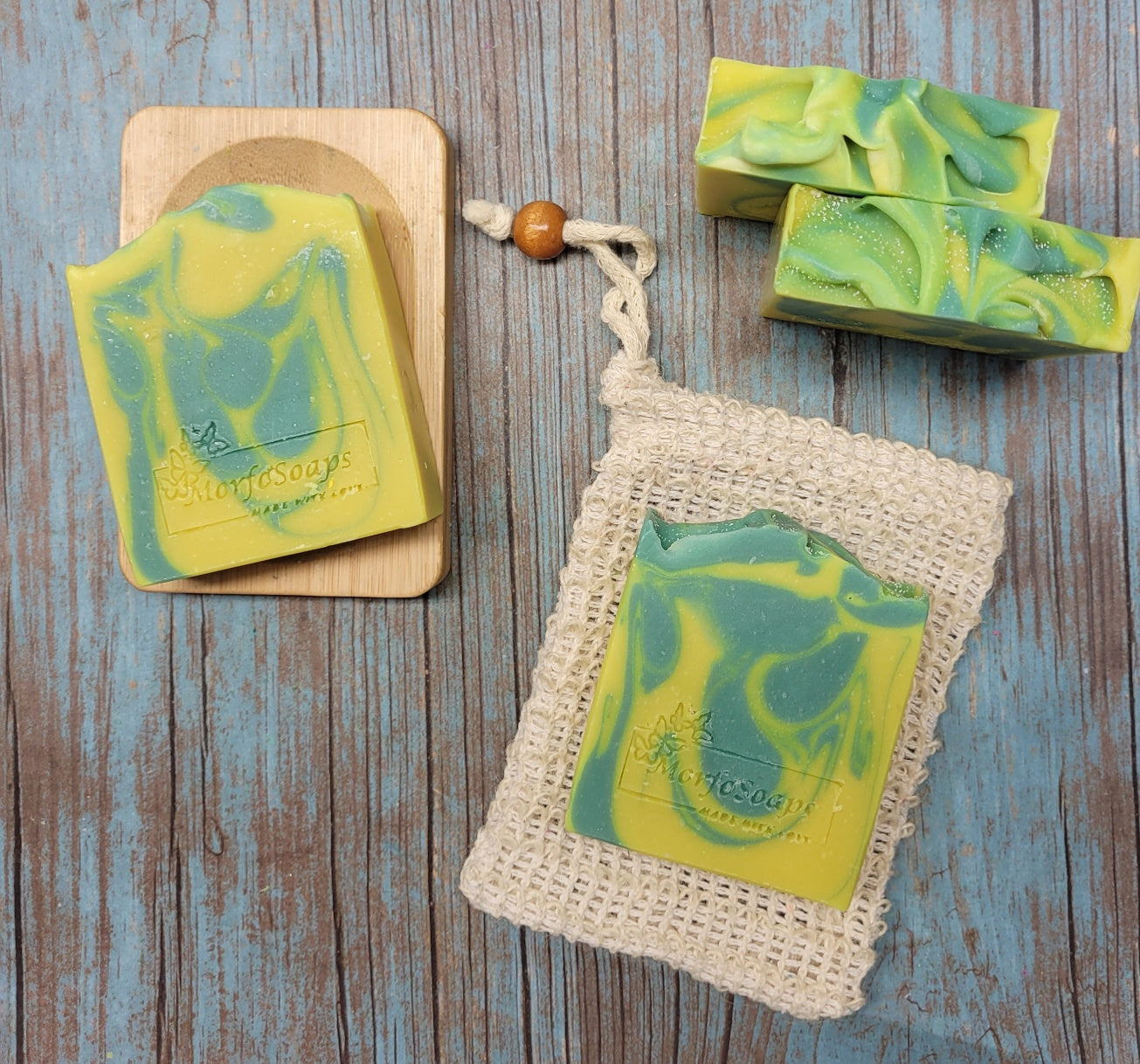 Handmade Lemon Eucalyptus Soap bar with natural ingredients, showcasing its unique design and texture.