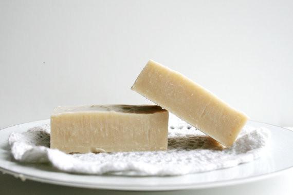 Lemon Geranium Australian Clay Soap bar with a smooth texture, showcasing its beige color and natural ingredients.