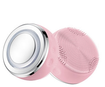 Light Face Massager in Rose Red color, showcasing its sleek design and features for facial cleansing and skincare.