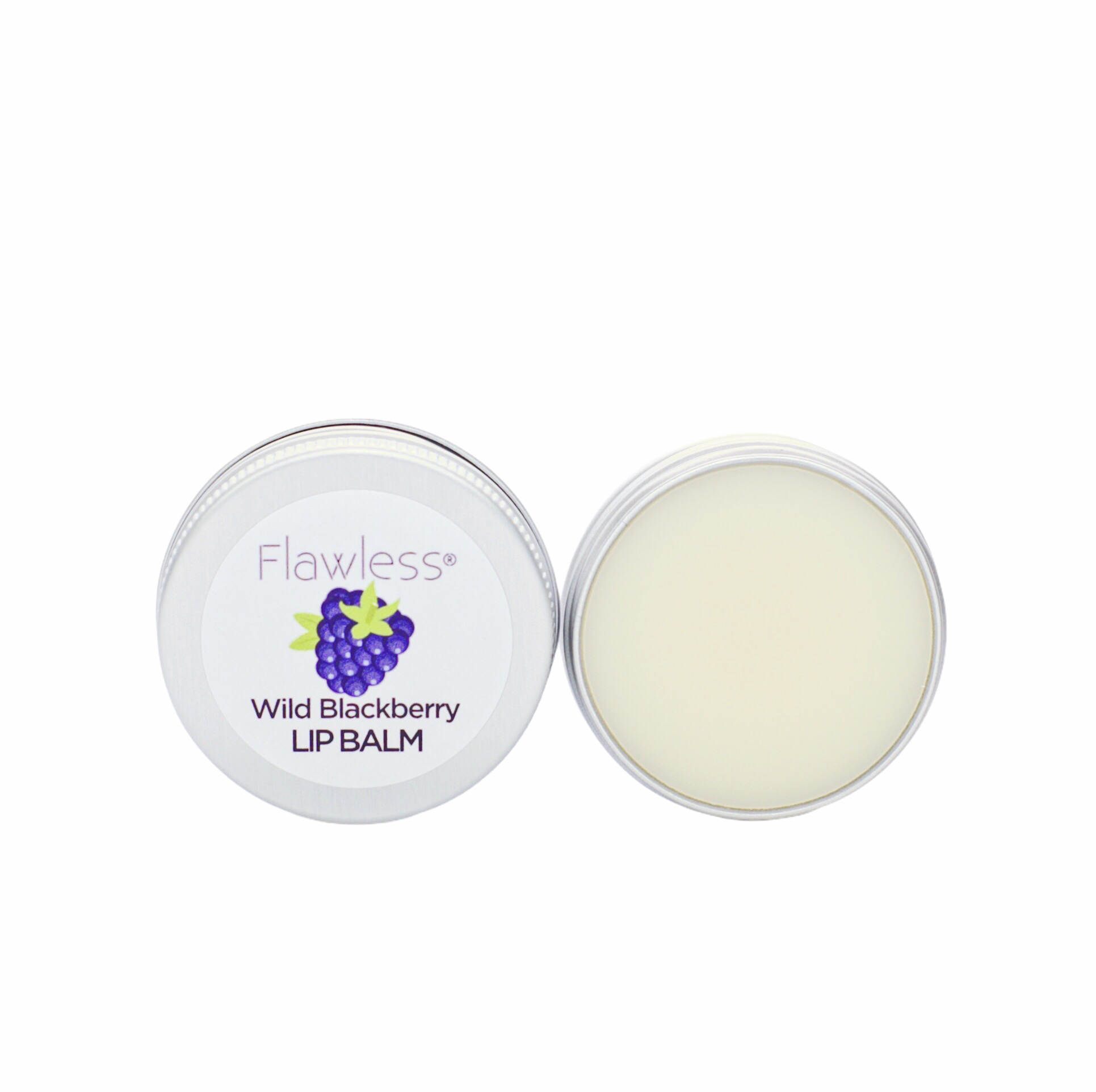 Wild Blackberry Lip Balm in a 15g recycled aluminum tin, showcasing its fruity flavor and natural ingredients.