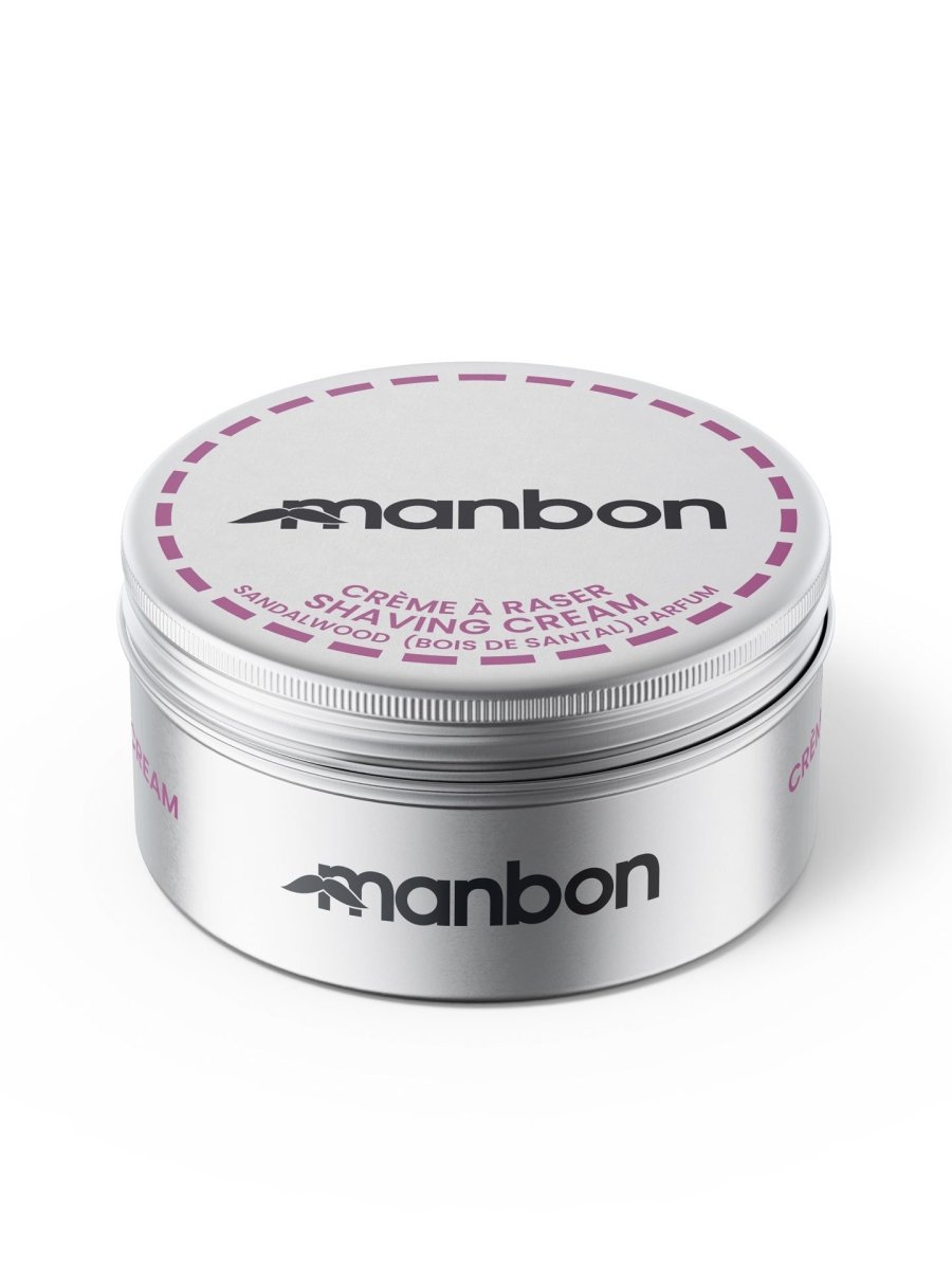 MANBON Luxurious Moisturising Natural Shaving Cream in a 125ml tube, featuring a sleek design and natural ingredients.