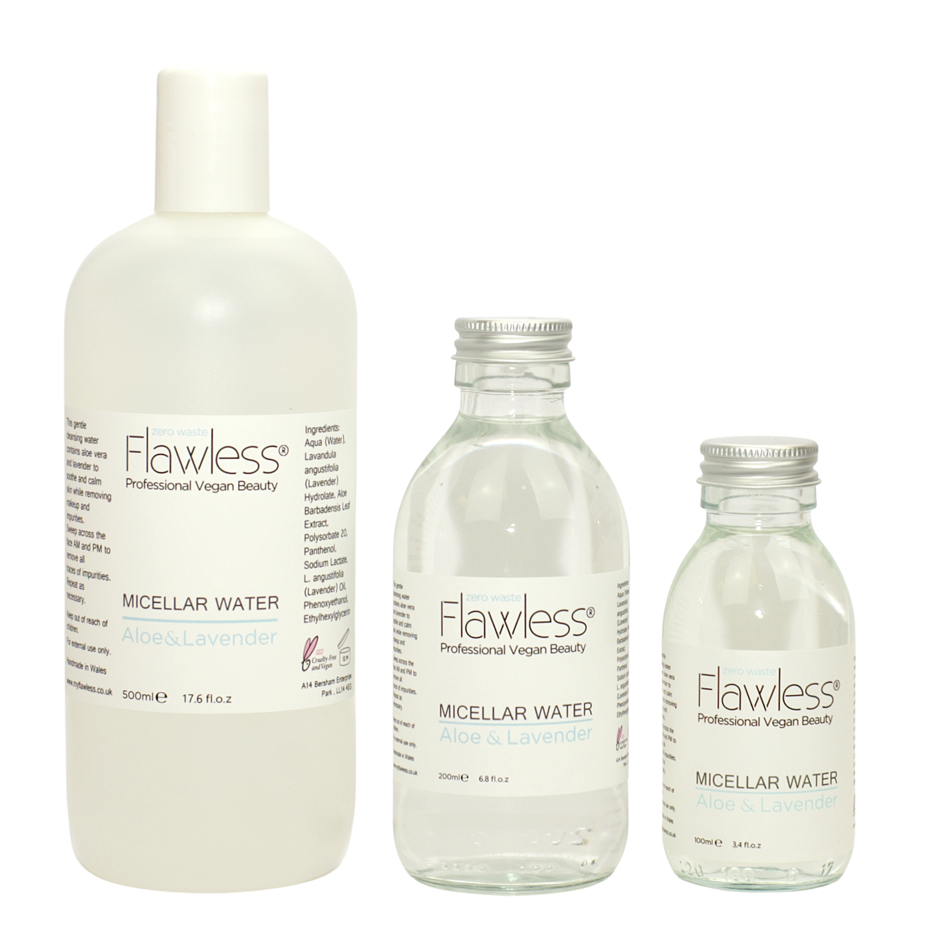 500ml Micellar Water Refill bottle with Aloe and Lavender, designed for eco-friendly skincare.