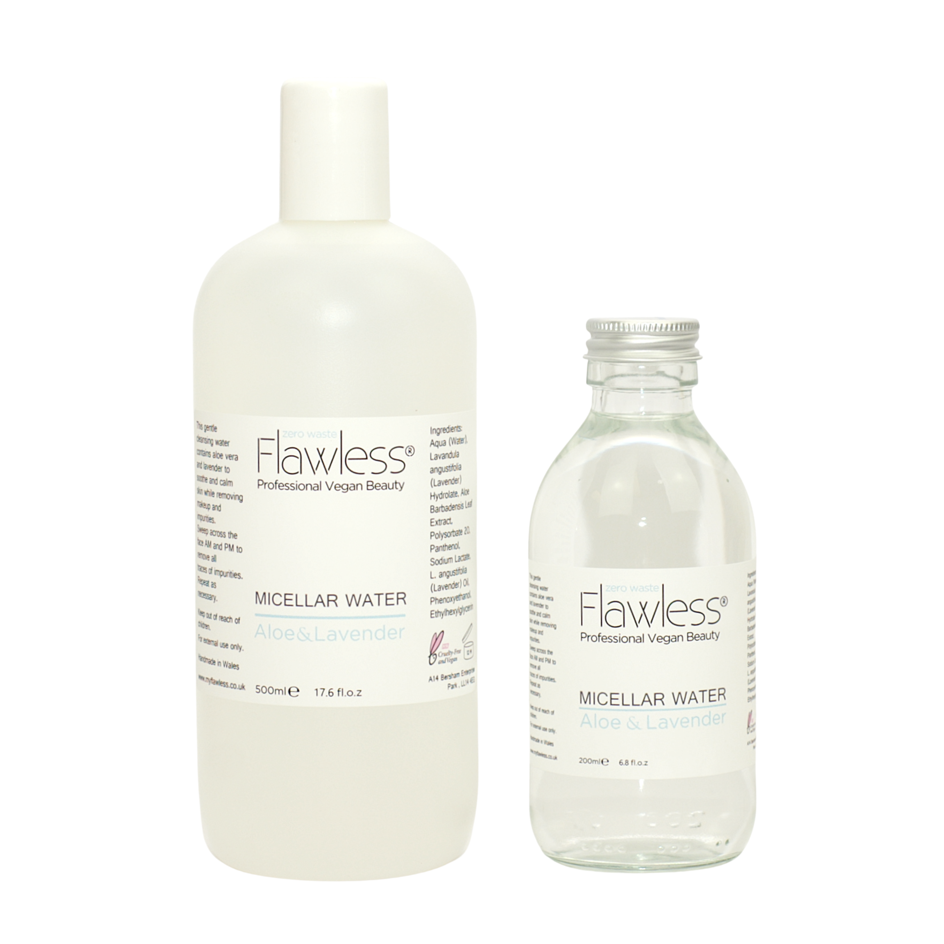 500ml Micellar Water Refill bottle with Aloe and Lavender, designed for eco-friendly skincare.