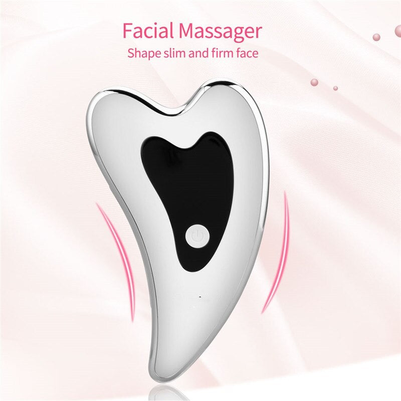 Micro-current Face Electric Guasha Massager Machine with LCD screen and ergonomic design for facial rejuvenation.