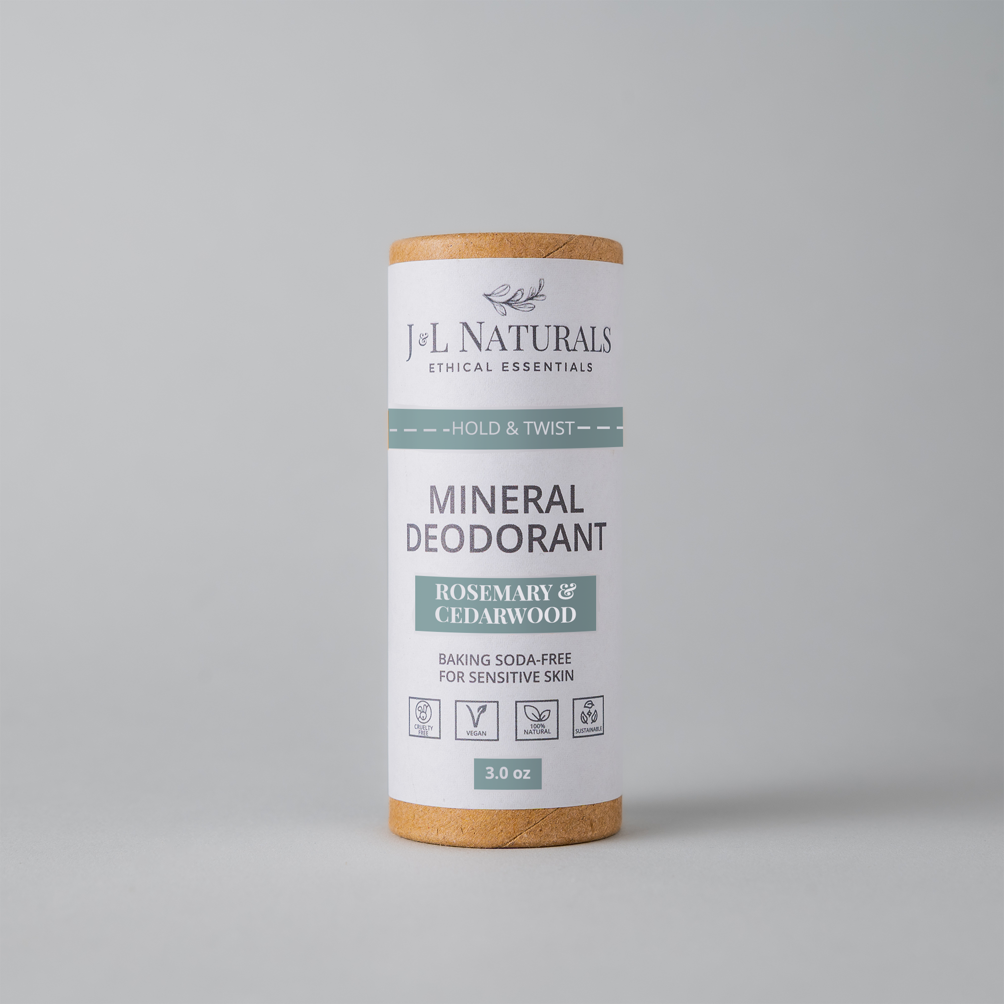 Mineral baking soda-free deodorant stick with a smooth application, suitable for sensitive skin.