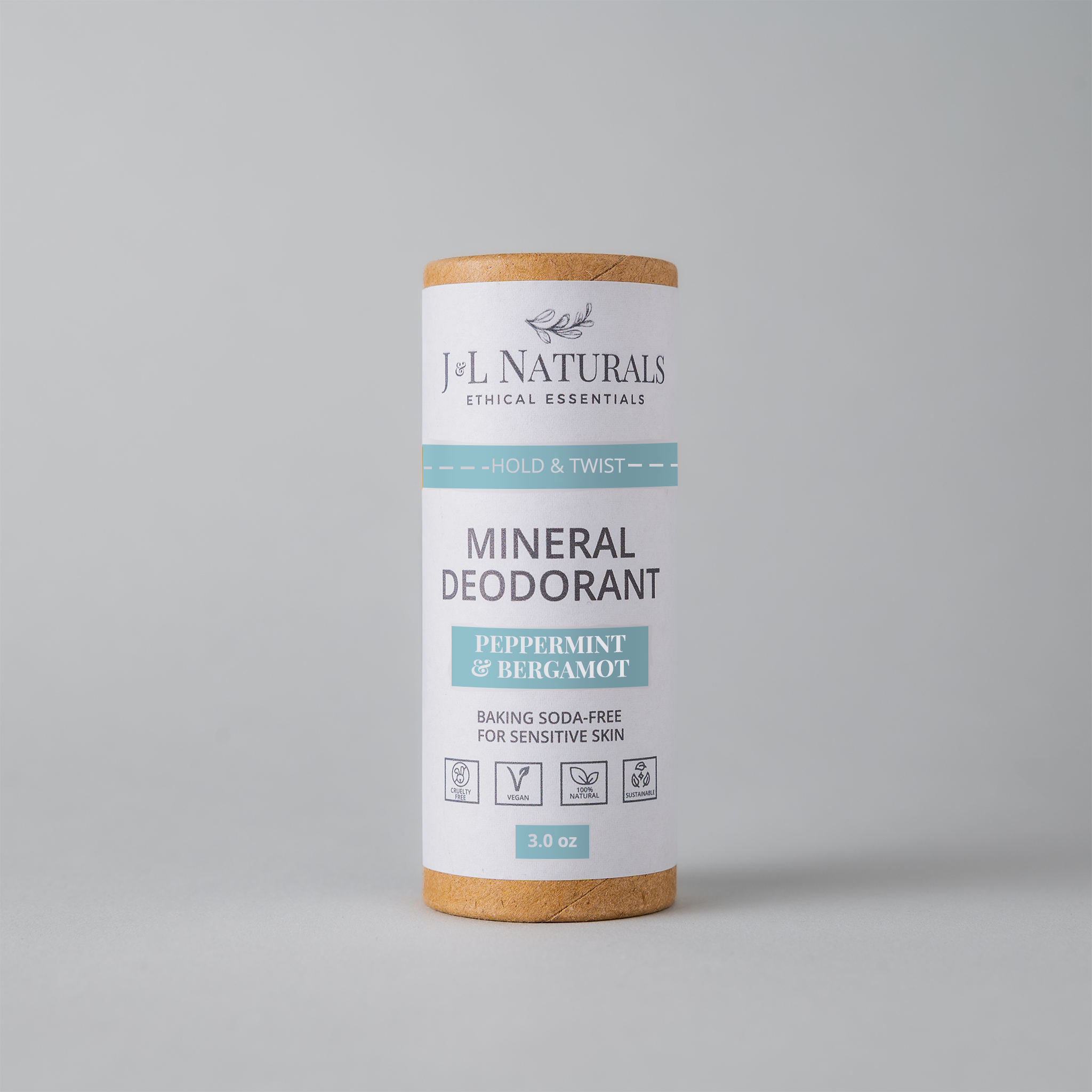 Mineral baking soda-free deodorant stick with a smooth application, suitable for sensitive skin.