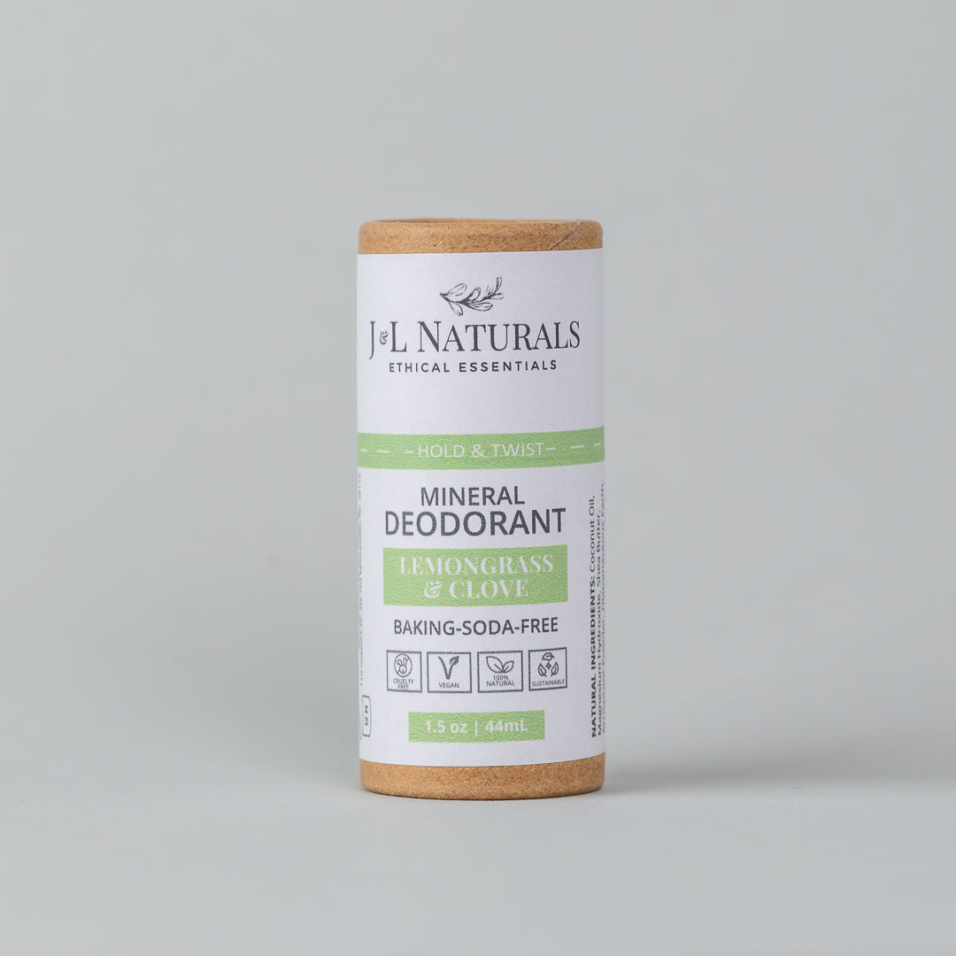 Mineral baking soda-free deodorant stick with a smooth application, suitable for sensitive skin.