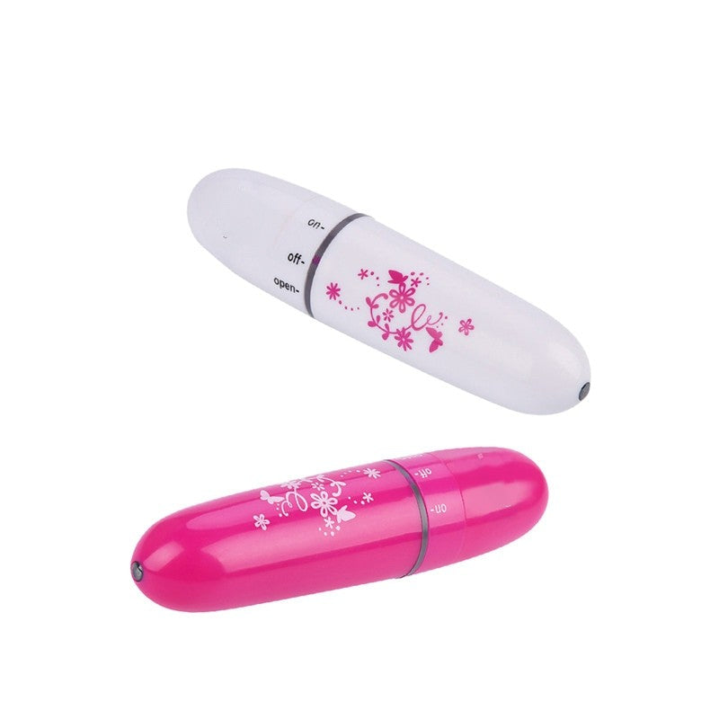 Mini Electric Eye Massager in white and pink, designed to reduce dark circles and wrinkles with micro-vibration technology.