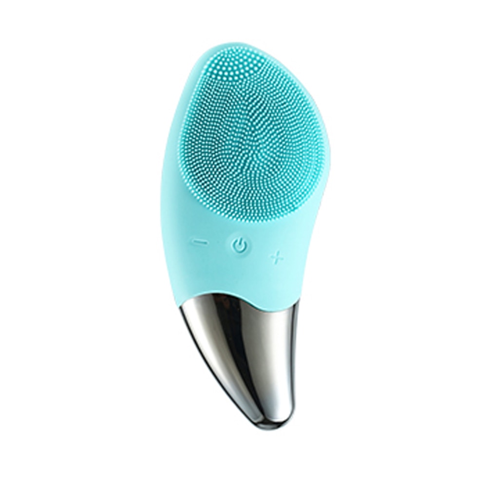 Mini Electric Facial Cleansing Brush in pink color, showcasing its sleek design and soft bristles for deep pore cleansing.