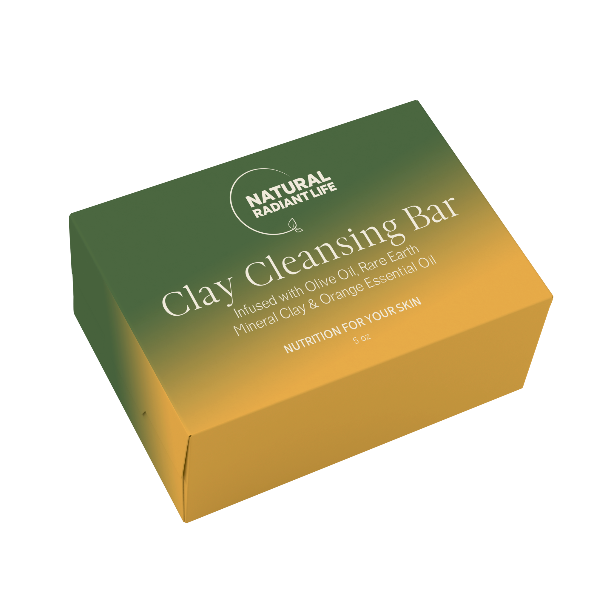 Natural Clay Cleansing Bar with organic ingredients, perfect for face, body, and hair cleansing.