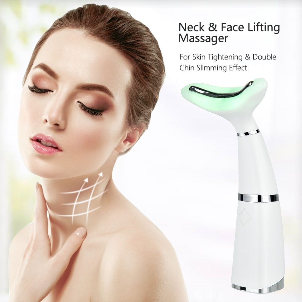 Neck Anti Wrinkle Face Lifting Beauty Device with LED photon therapy, designed for skin rejuvenation and elasticity enhancement.