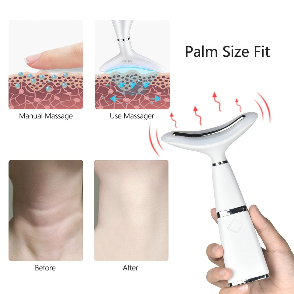 Neck Anti Wrinkle Face Lifting Beauty Device with LED photon therapy, designed for skin rejuvenation and elasticity enhancement.