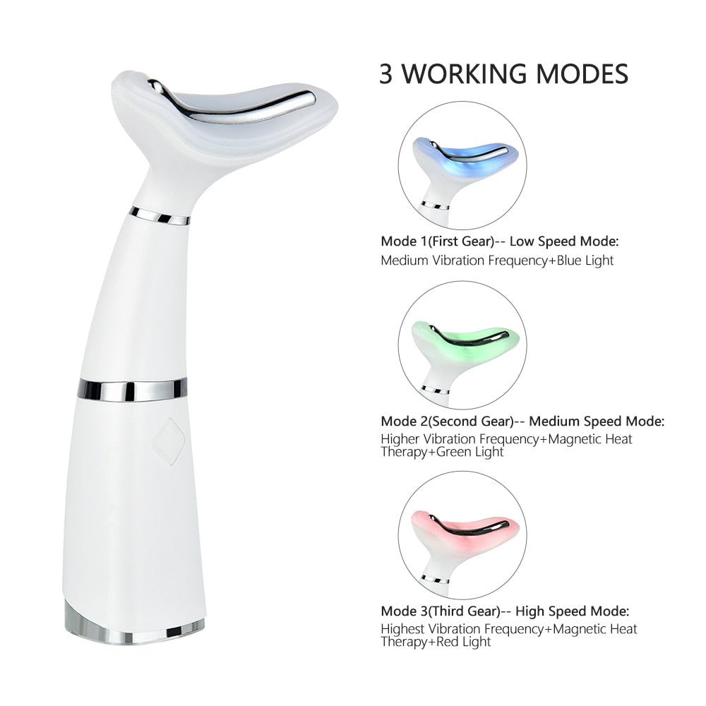 Neck Anti Wrinkle Face Lifting Beauty Device with LED photon therapy, designed for skin rejuvenation and elasticity enhancement.