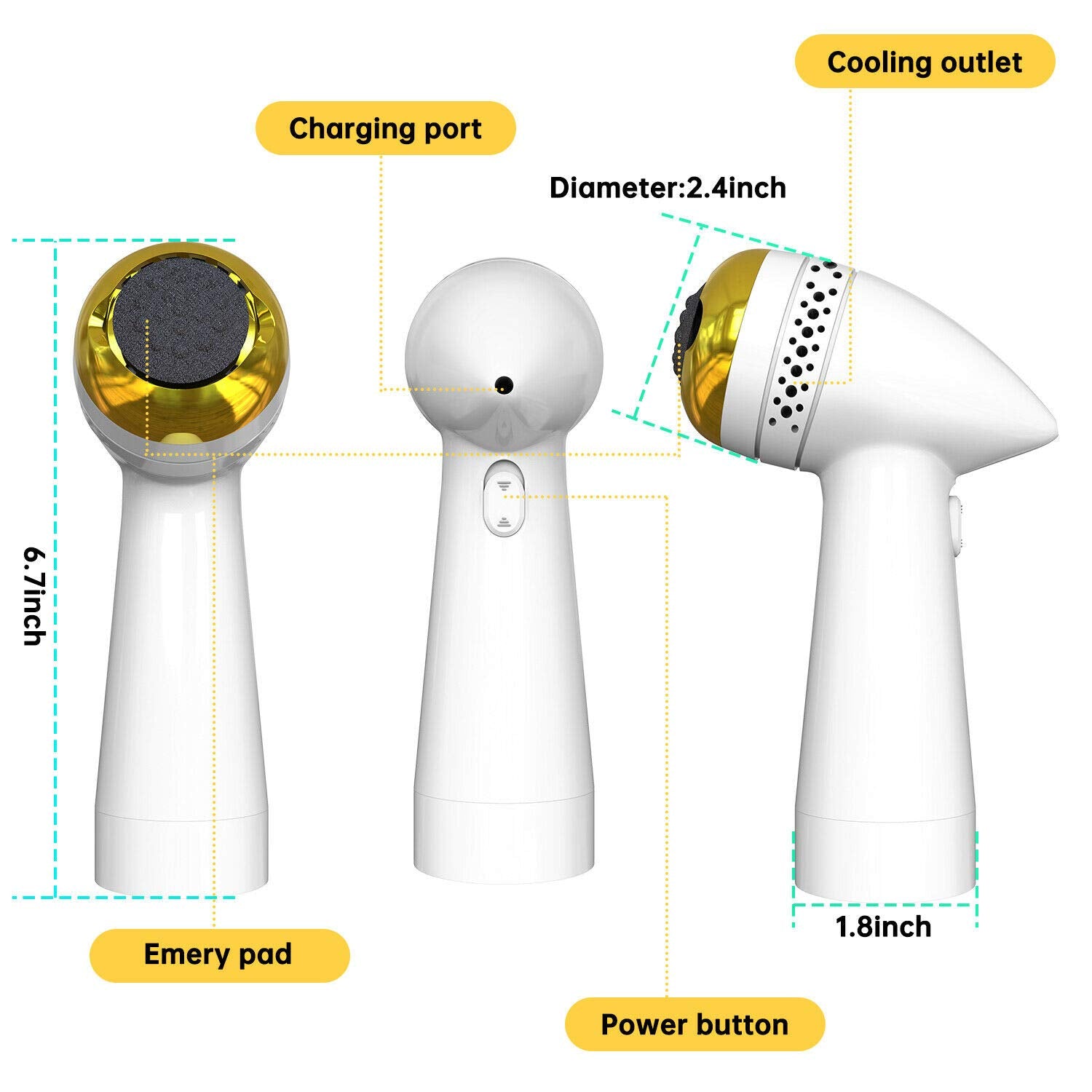 New Electric Pedicure Smooth Machine Callus Remover USB with multiple grinding heads and vacuum suction design for effective foot care.