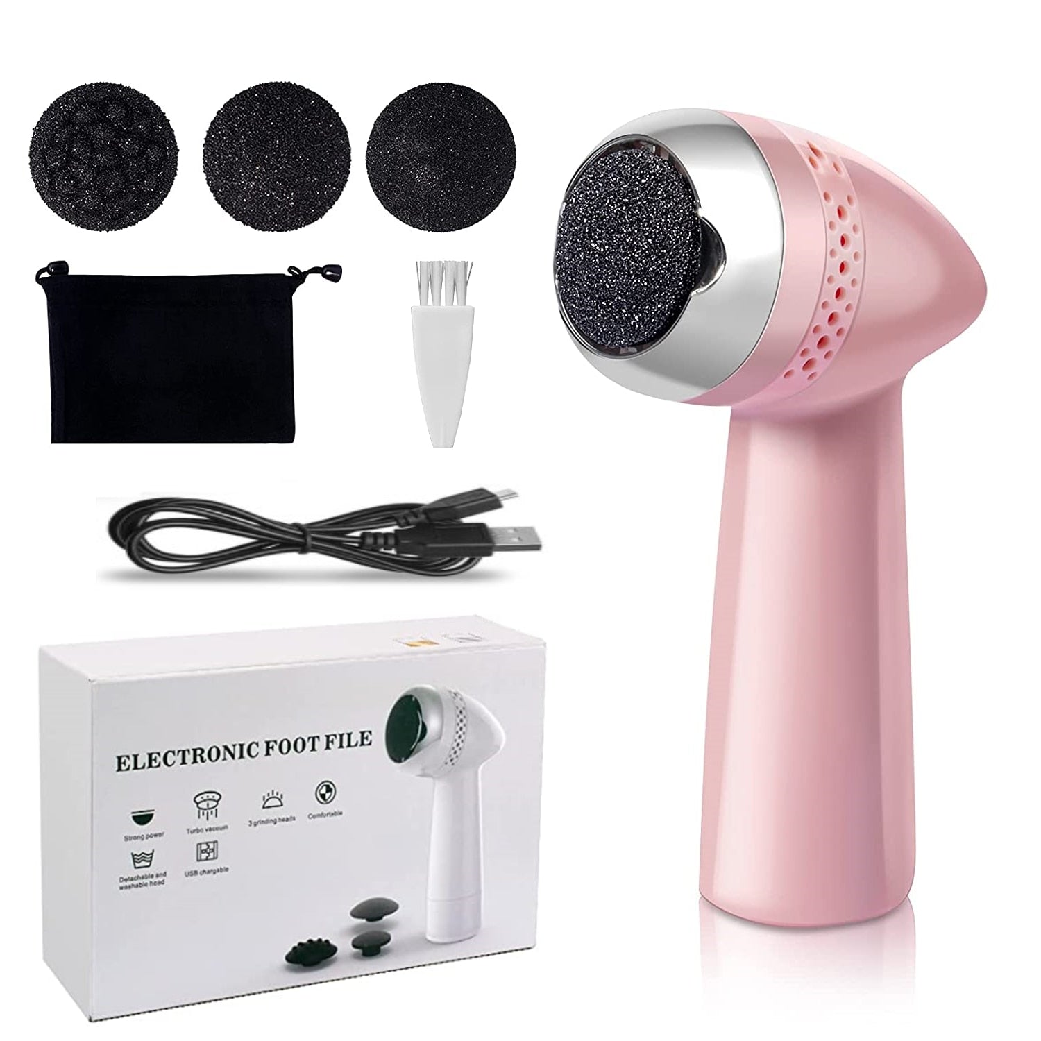 New Electric Pedicure Smooth Machine Callus Remover USB with multiple grinding heads and vacuum suction design for effective foot care.