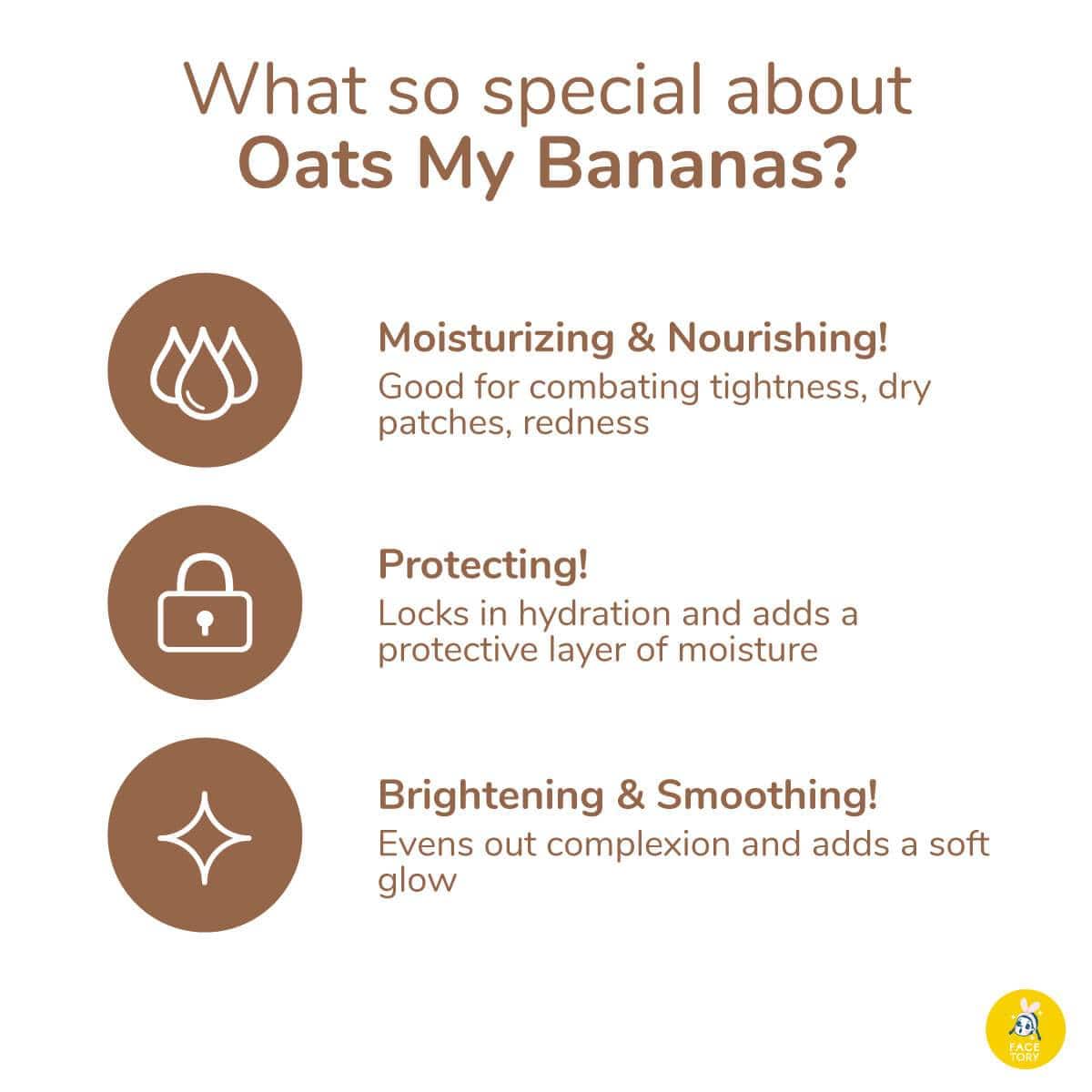 Oats My Bananas Sheet Mask featuring banana fiber and oat extract for soothing skin care.