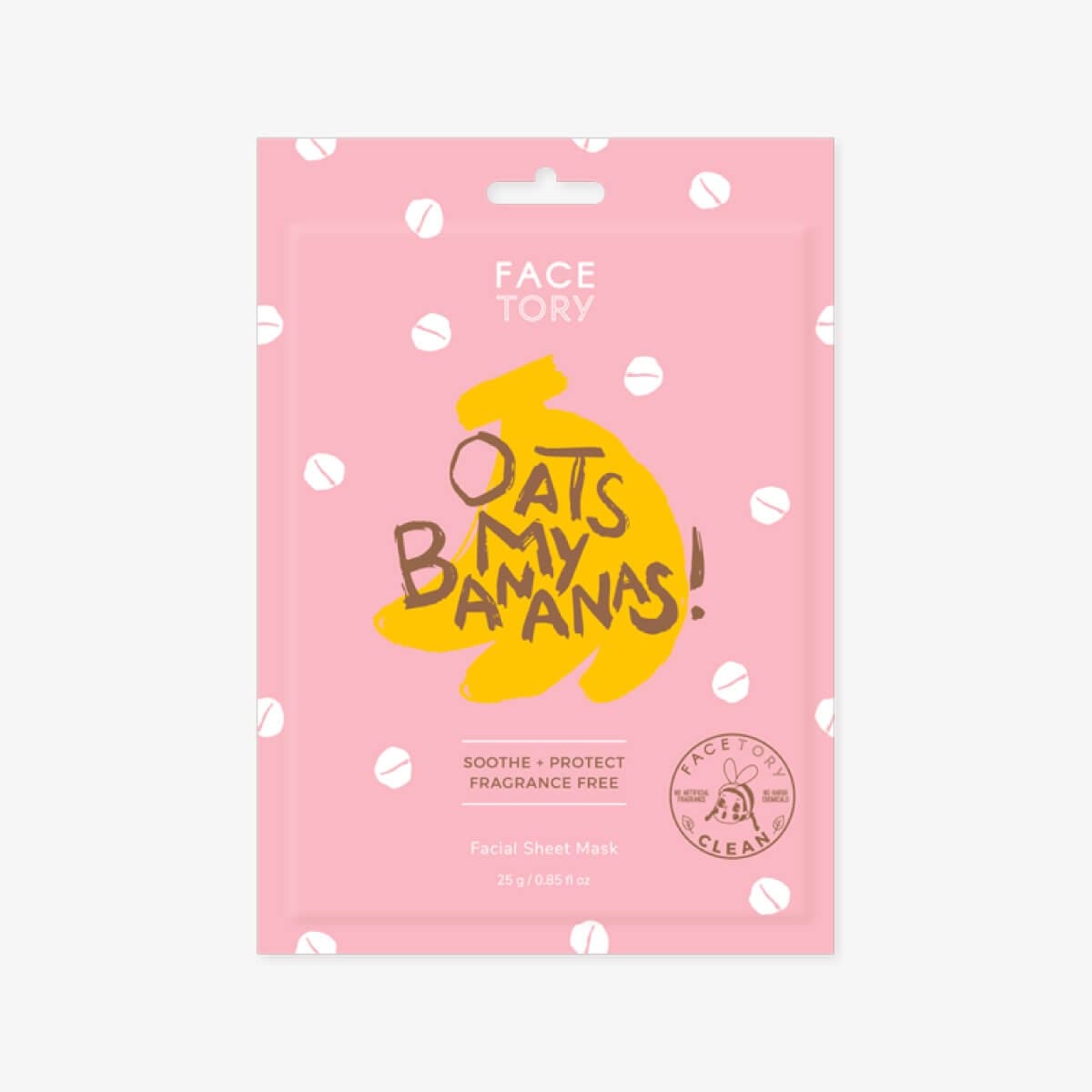 Oats My Bananas Sheet Mask featuring banana fiber and oat extract for soothing skin care.