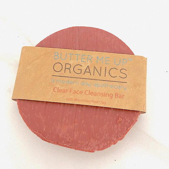 Organic Facial Bar made with rose kaolin clay, showcasing its natural ingredients and eco-friendly packaging.