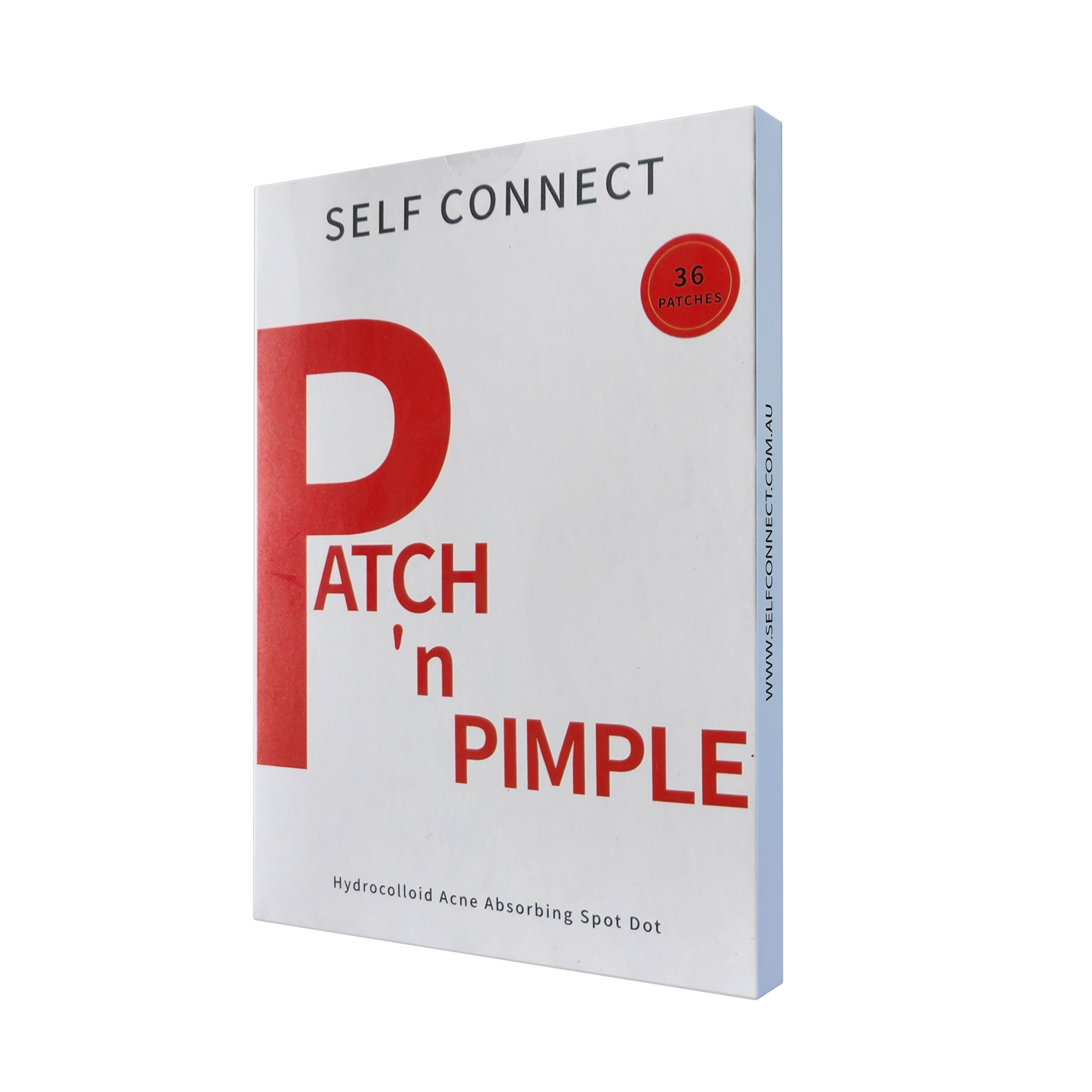 Pack Patch 'n Pimple box containing 36 hydrocolloid patches in red packaging, designed for acne treatment.