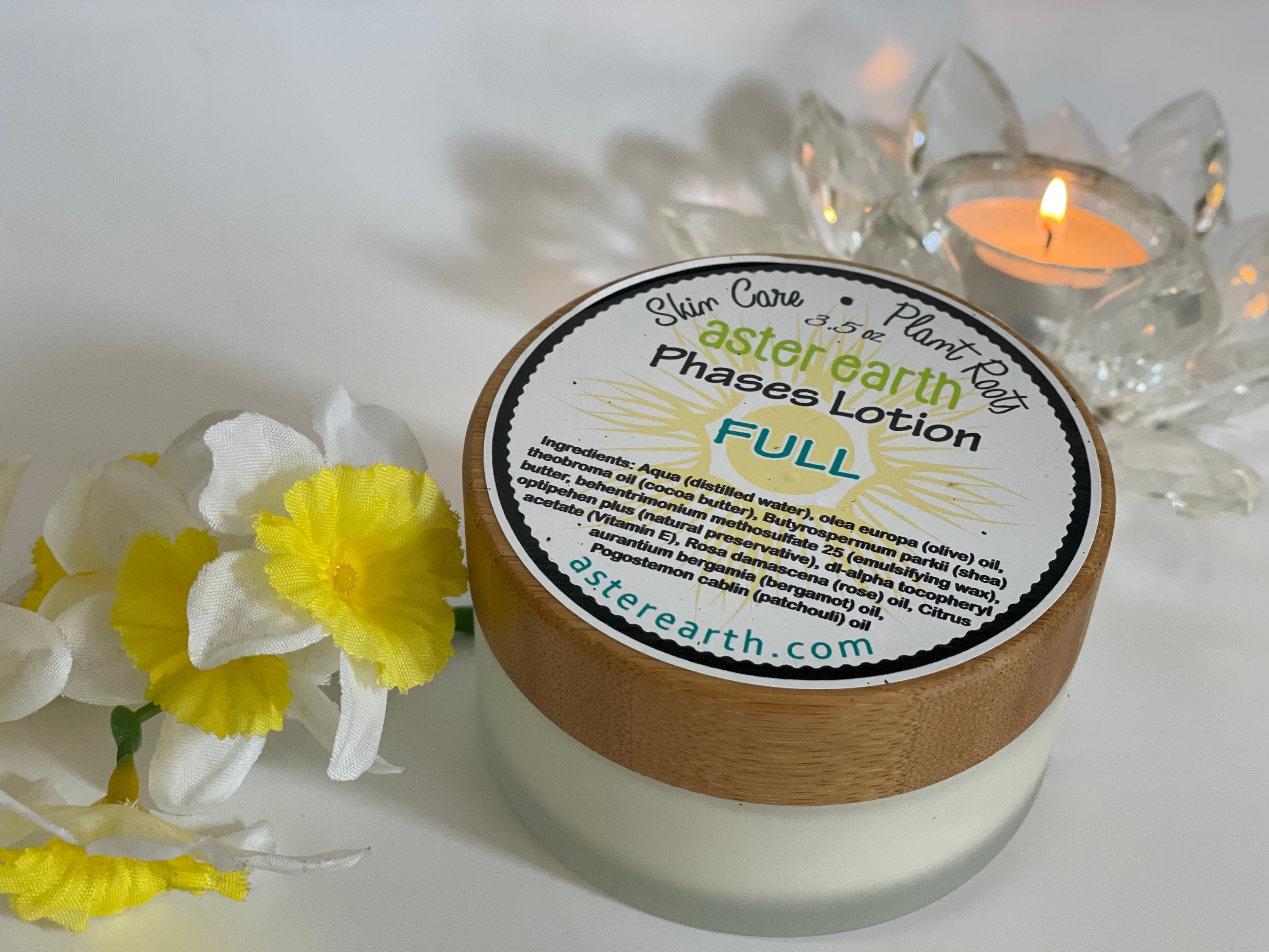 Phases Lotion - FULL, a luxurious skincare product with natural ingredients, featuring a blend of Rose, Bergamot, and Patchouli oils for radiant skin.