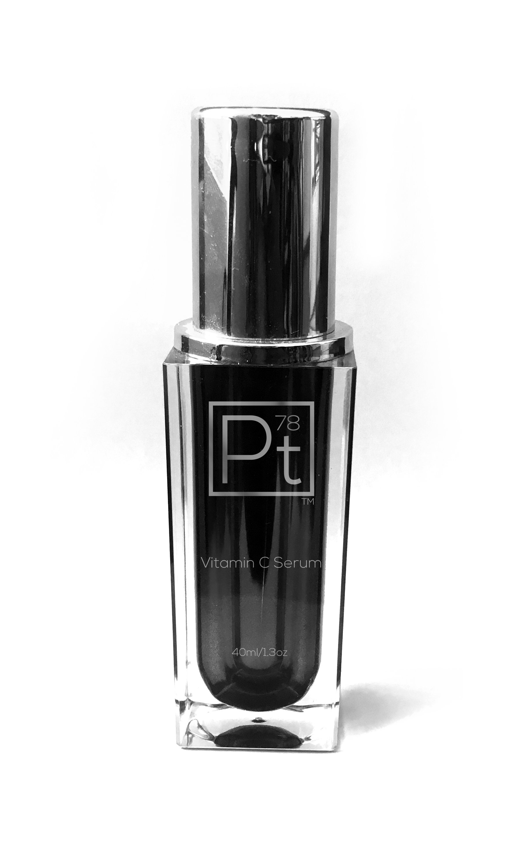 Platinum Deluxe Serum bottle showcasing its elegant design and luxurious branding, ideal for anti-aging skincare.