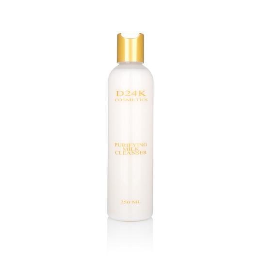 D'OR 24K Purifying Milk Cleanser bottle with elegant design and golden accents, showcasing its luxurious skincare formula.