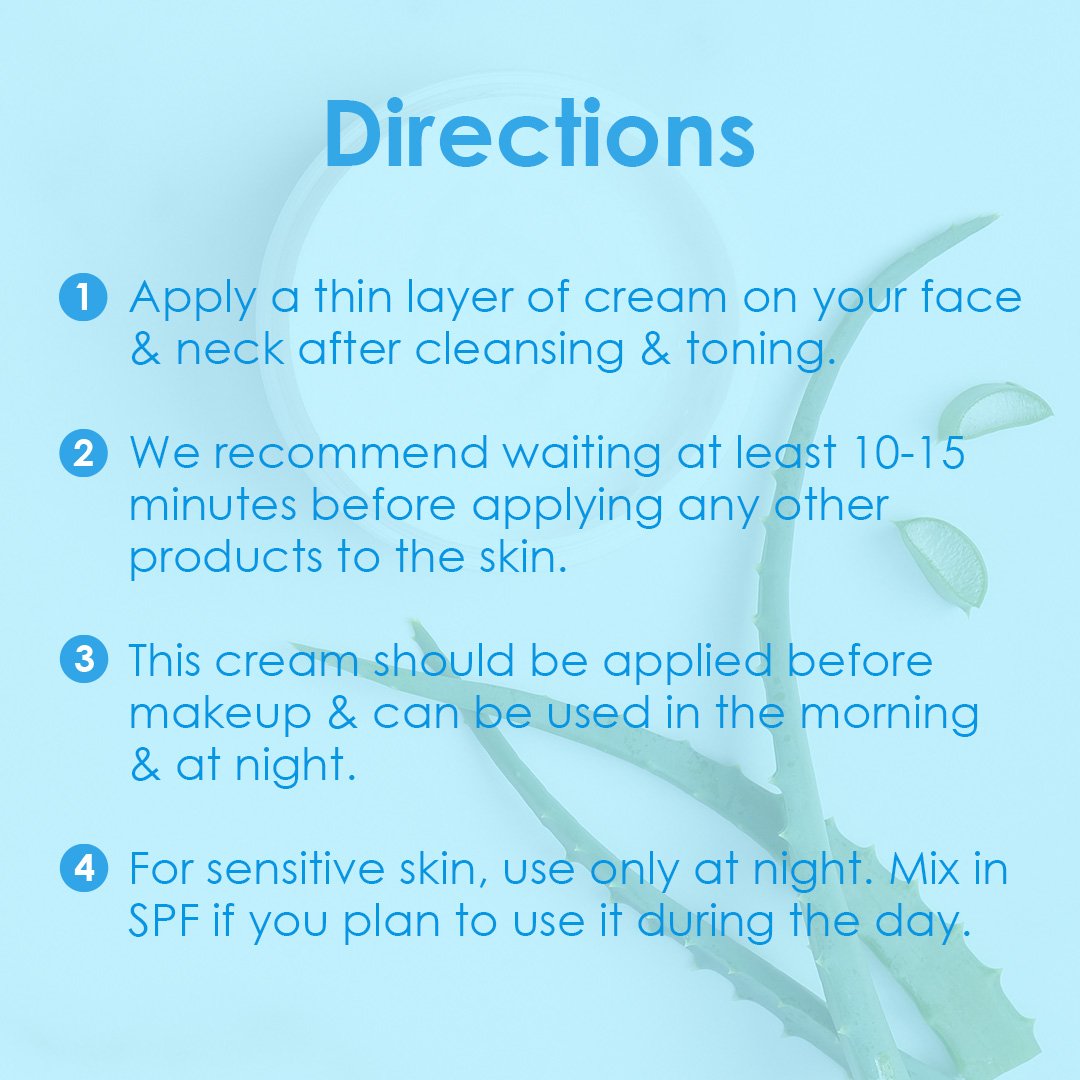 Skincare product application directions.