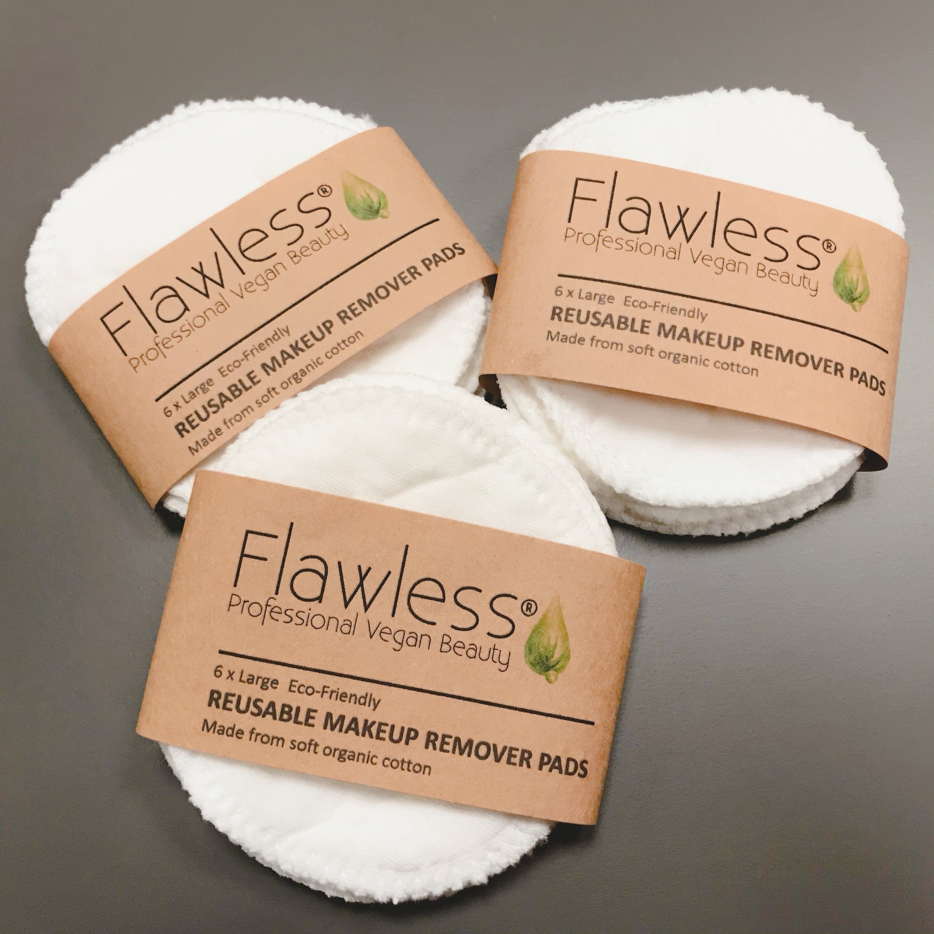 Set of 6 reusable organic cotton makeup remover pads in a natural cotton bag, showcasing their soft texture and eco-friendly design.