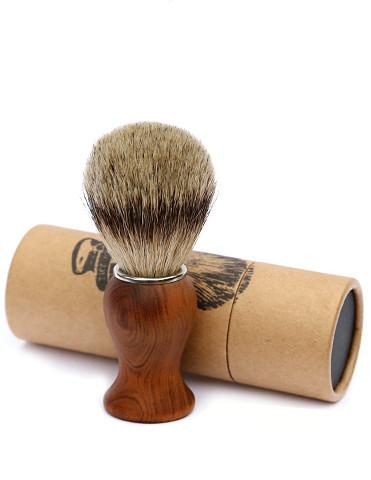 Limited edition Rosewood shaving brush with Super Badger Hair and engraved octopus logo, showcasing its elegant design and craftsmanship.