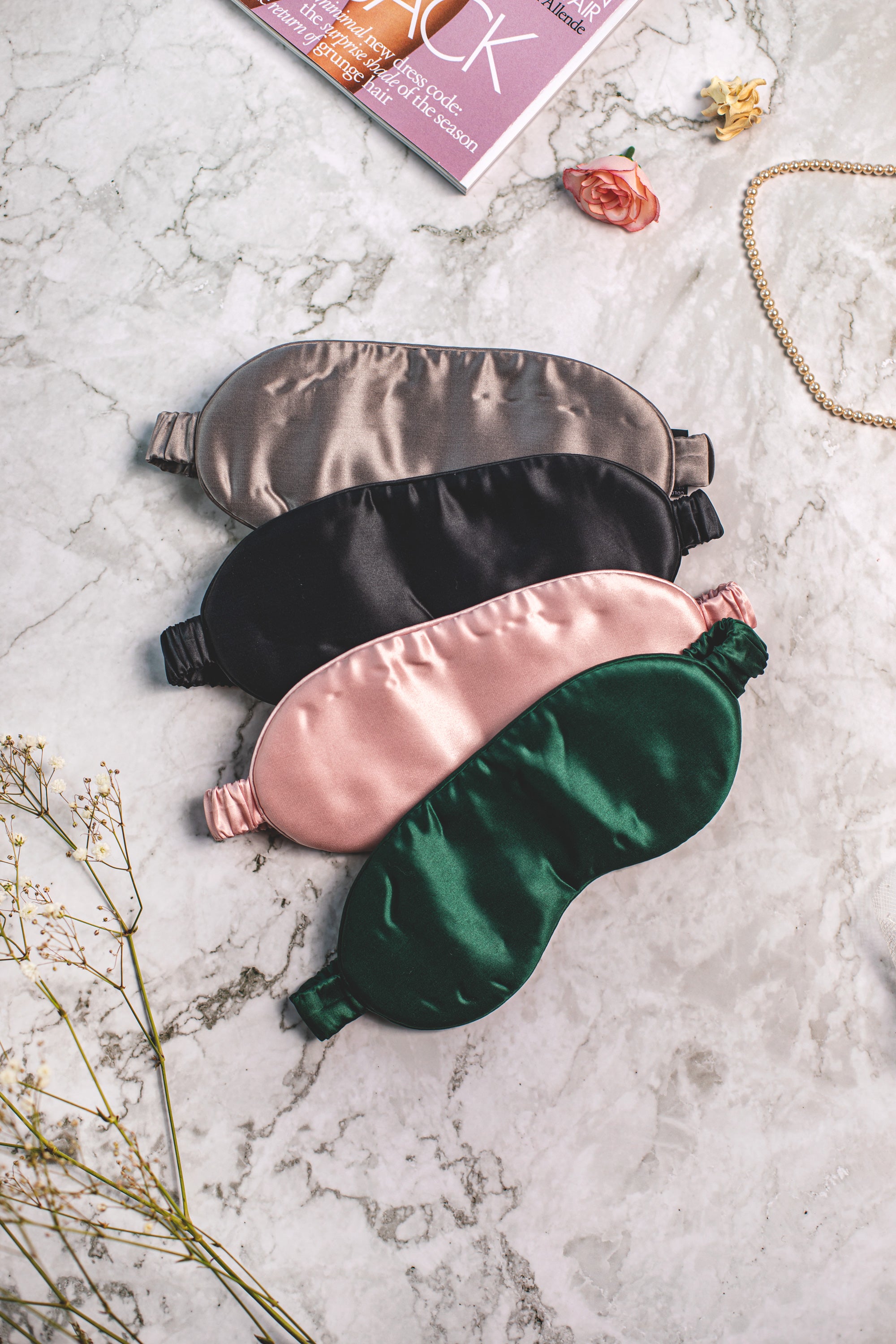 SIB™ mulberry silk eye mask in luxurious silk with matching pouch, designed for comfort and hydration.