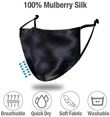 SIB™ silk face mask made from 100% Mulberry silk, featuring adjustable ear straps and a nose bridge for a perfect fit.