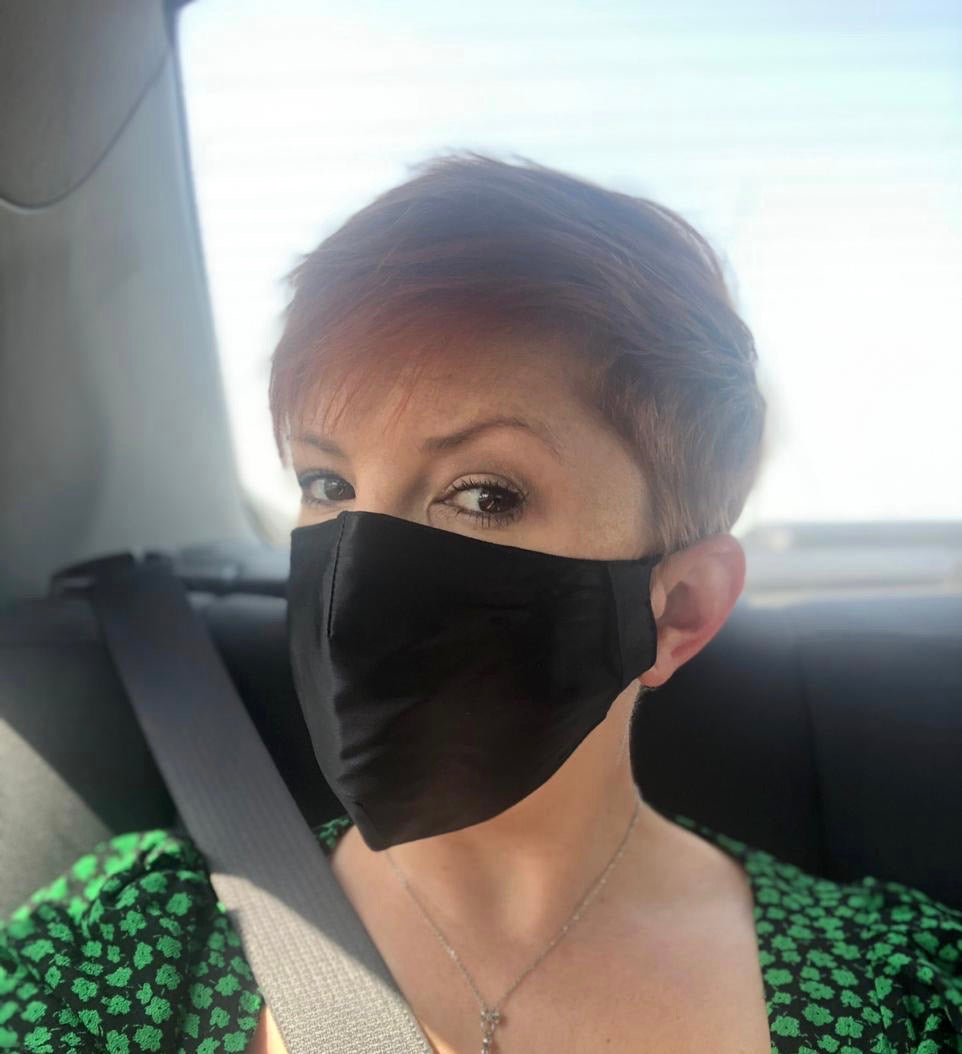 SIB™ silk face mask made from 100% Mulberry silk, featuring adjustable ear straps and a nose bridge for a perfect fit.