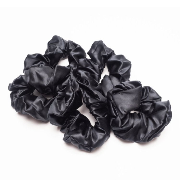 SIB™ silk thick scrunchie in charcoal black, showcasing its luxurious texture and thick design, ideal for protecting hair.