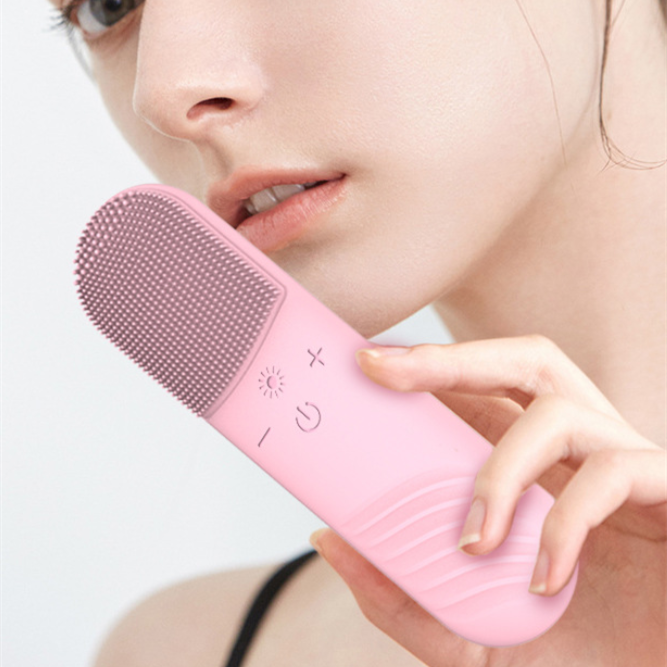 Silica Gel Cleansing Electric Ultrasonic Washing Brush with silicone bristles and ergonomic design for effective skincare.