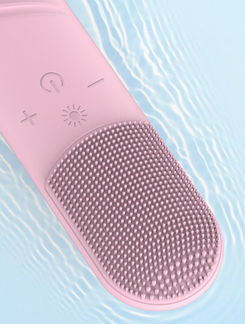 Silica Gel Cleansing Electric Ultrasonic Washing Brush with silicone bristles and ergonomic design for effective skincare.