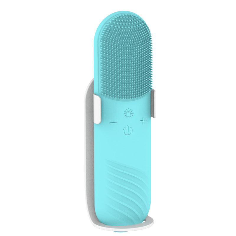 Silica Gel Cleansing Electric Ultrasonic Washing Brush with silicone bristles and ergonomic design for effective skincare.