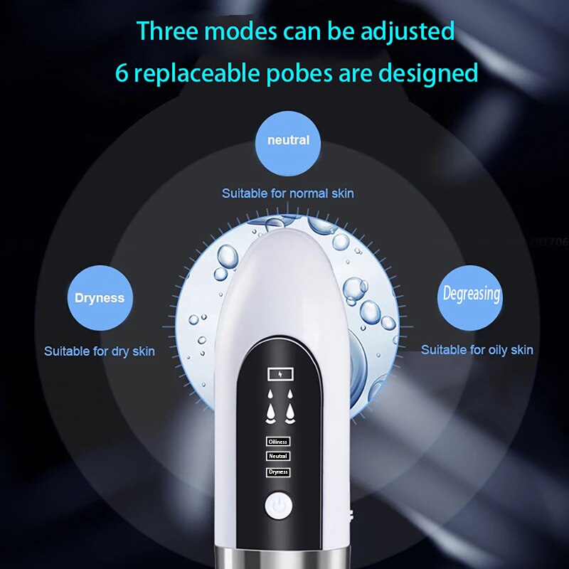 Small Bubble Blackhead Remover Vacuum with USB, featuring multiple probes and a sleek design for effective pore cleaning.