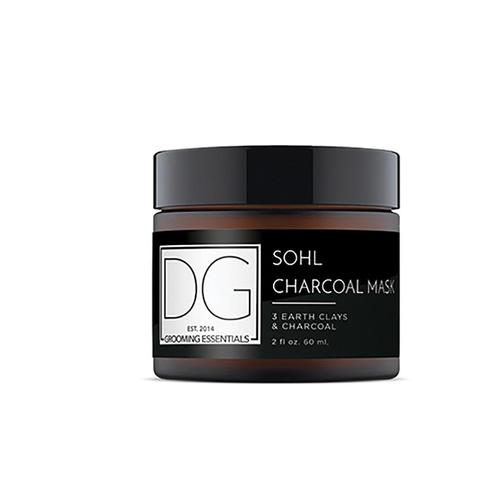 Sohl Detoxifying Mask in a sleek jar with a rose scent, showcasing its rich texture and key ingredients like charcoal and clay.