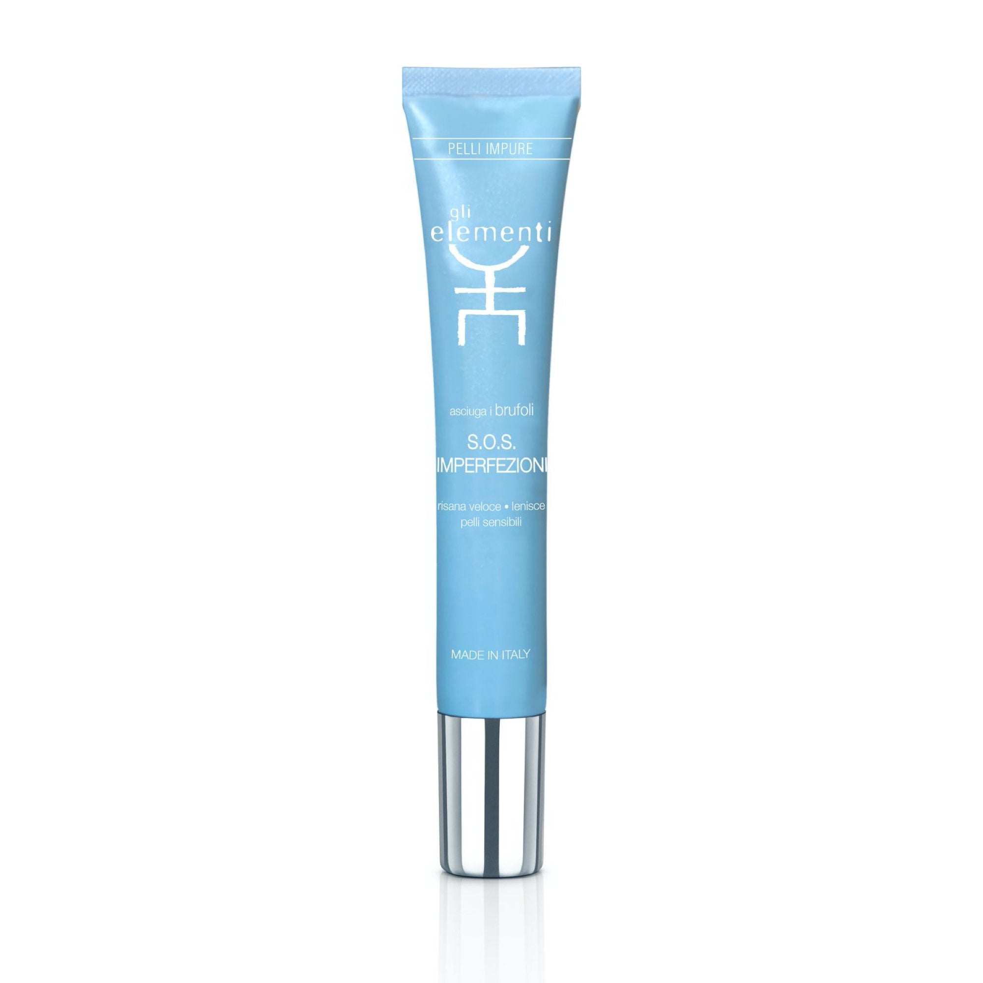 SOS Imperfections cream-gel in a 15ml tube, designed for blemish-prone skin with natural salicylic acid.