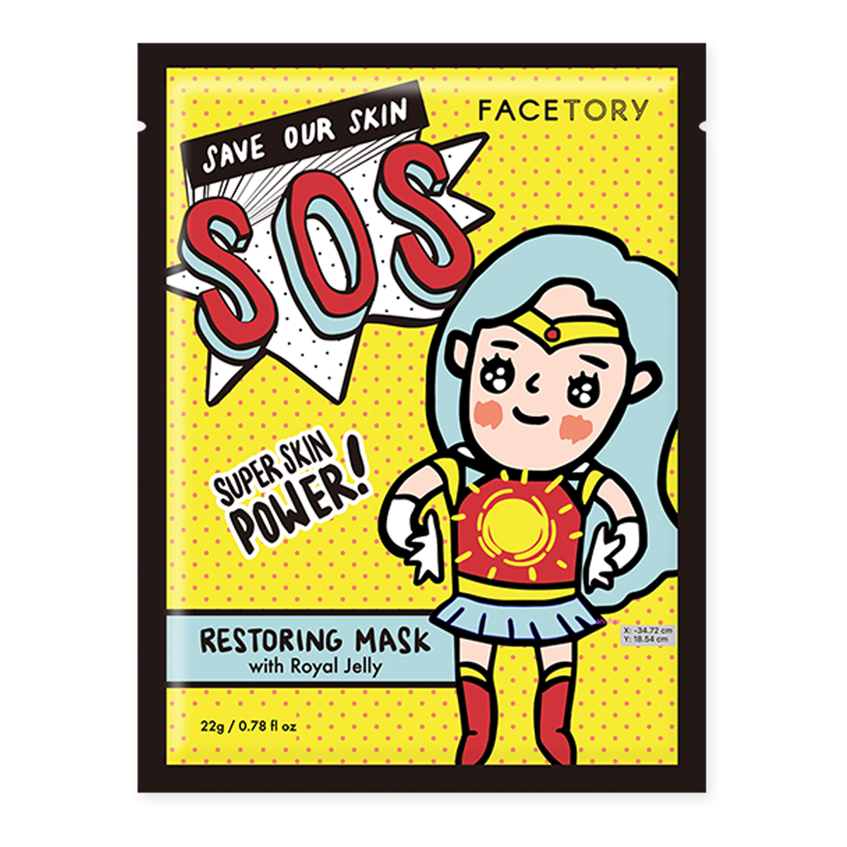 SOS Royal Jelly Sheet Mask showcasing its packaging and design, emphasizing skincare benefits.