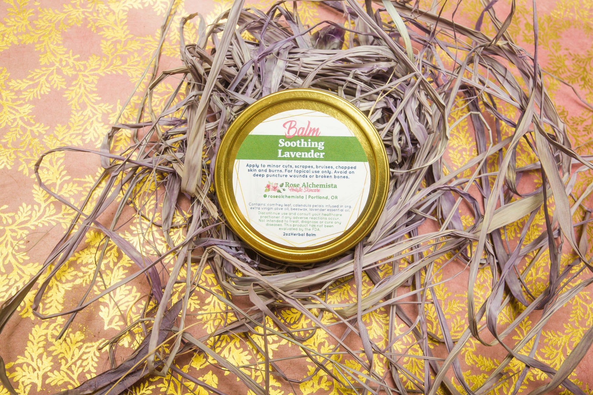 Soothing Lavender Balm in a 2oz travel twist tin, featuring vibrant green color and lavender scent, ideal for skin rejuvenation.