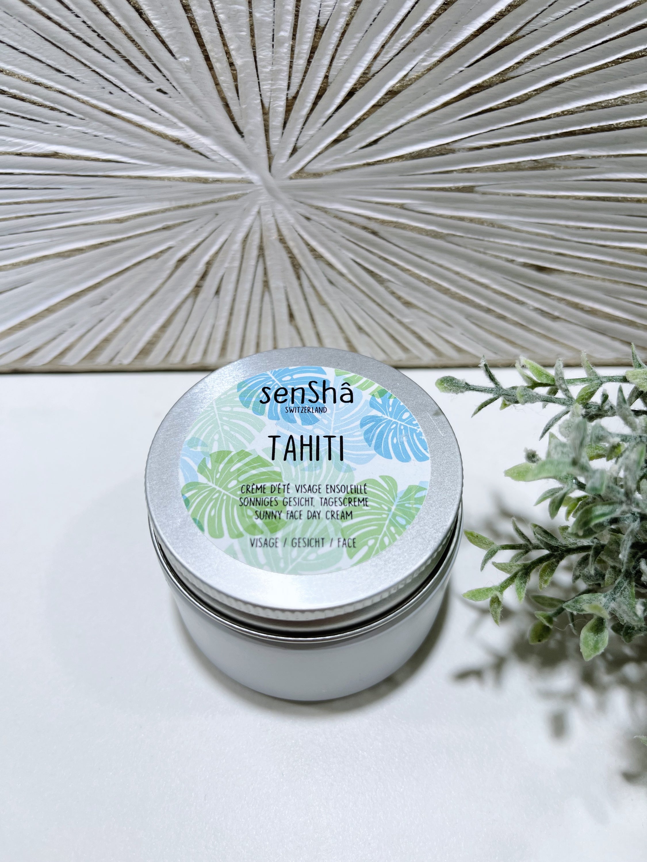 Tahiti 50ml crème de jour in a sleek bottle, showcasing its light texture and tropical design, perfect for all skin types.