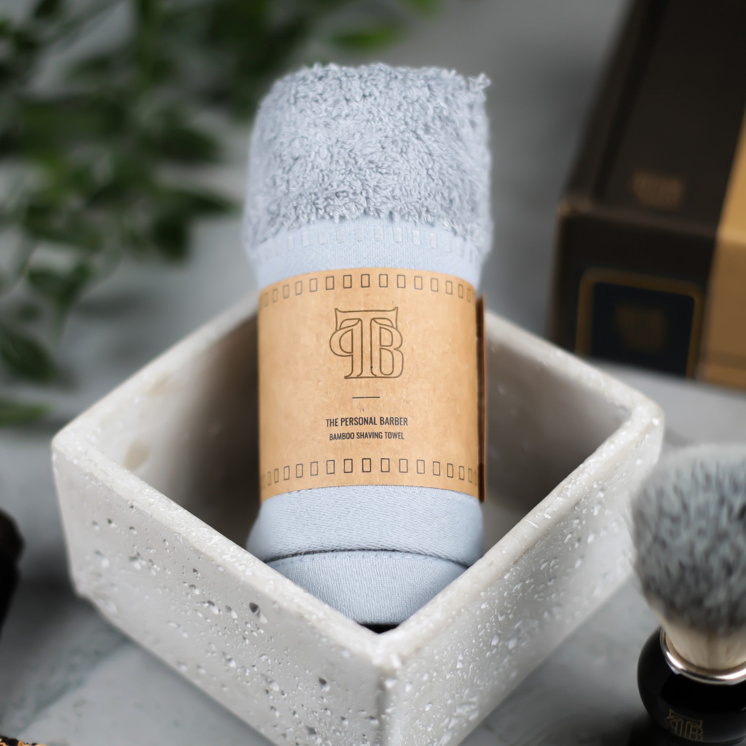 The Personal Barber Grey Bamboo Shaving Towel, soft and luxurious, eco-friendly bamboo material, perfect for enhancing shaving experience.