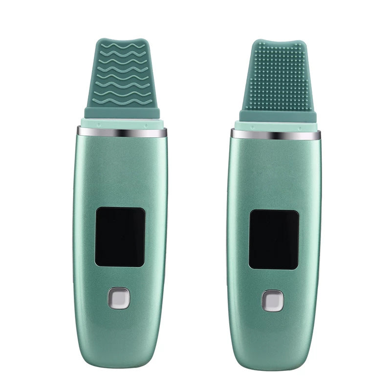 Ultrasonic Vibration Blackhead Remover with LED screen and stainless steel head, designed for deep cleansing and skincare.