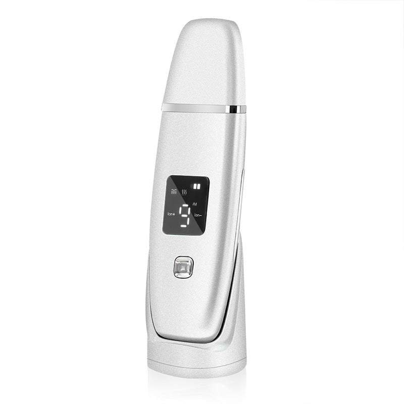 Ultrasonic Vibration Blackhead Remover with LED screen and stainless steel head, designed for deep cleansing and skincare.